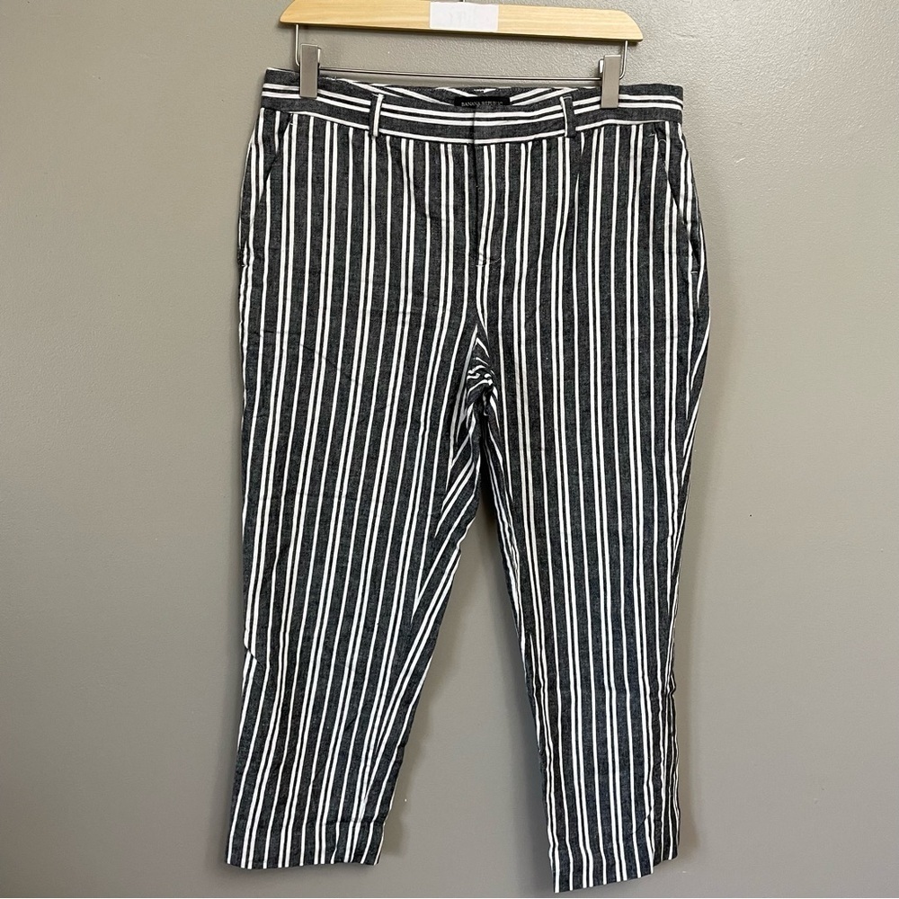 Banana Republic women’s 10 Avery Washable Linen Stripe Pants beach Resortwear